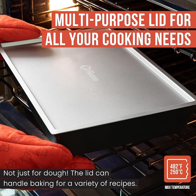 Chef Pomodoro Detroit Pizza Pan Lid, 10x14in, Anodized Aluminum, Lid Only | Lid Only, Pan Sold Separately; Fits Chef Pomodoro Detroit Pan Only; Retains Heat & Humidity, Prevents Drying, Stackable