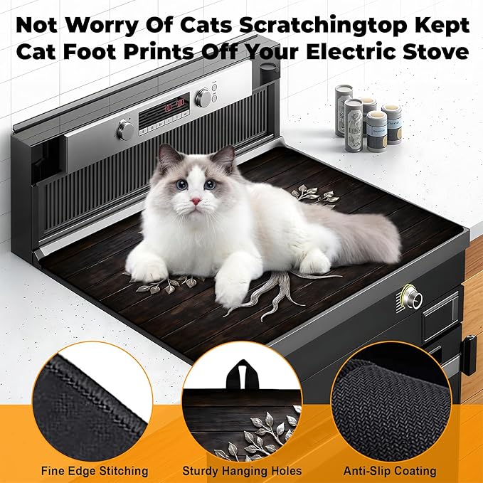 Stove Top Cover- Mat for Electric Stove Protector with Anti-Slip Rubber Coating Dish Drying Mats Scratch-Resistant (Old Tree, 28.5" x 20.5")