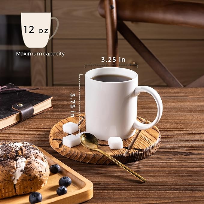 AmorArc 12oz Off White Coffee Mugs, Ceramic Coffee Mugs with Large Handle for Man, Woman, Light Weight Coffee Mugs Set for Latte/Cappuccino/Cocoa/Milk, Dishwasher & Microwave Safe, 36Pcs