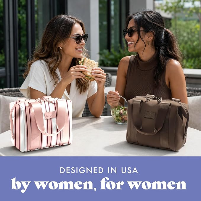 Fit & Fresh Remi Lunch Bag for Women Work – Neoprene Lunch Tote with Containers & Ice Pack, Reusable Meal Prep Lunch Box, Large Capacity, Machine Washable