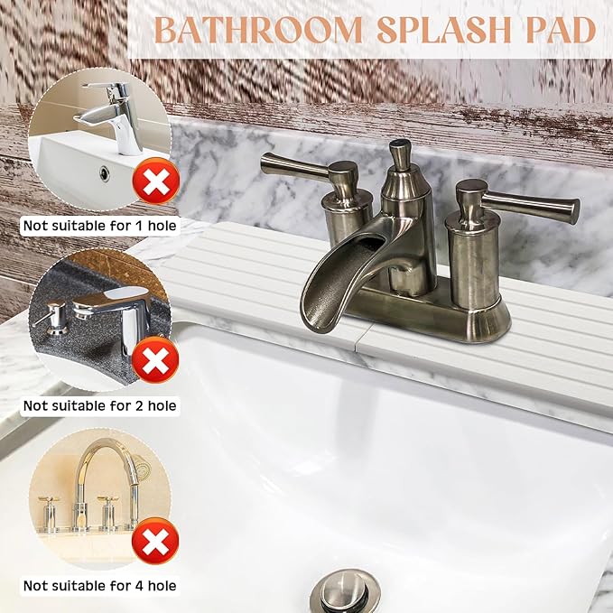 Funnymoom Stone Faucet Mat Sink Splash Guard, 24" Diatomite Quick Drying Stone Faucet Mat, Super Absorbent, Kitchen Sink Oval and Round Splash Tap Pad for Bathroom Counter & Kitchen(White)