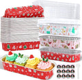 50Pack Mixcolor Christmas Mini Cake Pans with Lids and Spoons Mini Loaf Pans with Lids, 6.8Oz Aluminum Foil Pans Tins, Individual Dessert Cups Containers for Sales,Party,Picnics