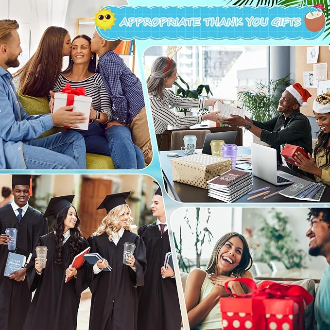 Teenyyou 90 Pcs Employee Appreciation Gift Set, 16oz Tumbler with Lid Notebook Pen Bulk Thank You Gift Holiday Party Favor for Teachers Office Coworker Teacher Staff Team (Dark Color,Elegant Style)