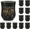 12 Pack Plastic Stemless Wine Glasses,12oz Unbreakable Vintage Elegant Drinking Glass Set,Reusable Fancy Cocktail Cups for Party, Wedding, and Bulk Events (12, 12oz-Black)