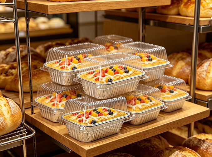 Disposable Mini Loaf Pans with Lids Bakeware Set,1lb, 30 Pack, 6x3.7 Aluminum Foil Bread Pans for Homemade bread, Small Cake Tins, Perfect for Baking Banana Bread, Chease Cake Brownies, etc.
