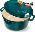 MUELLER HOME 4.5 QT Enameled Cast Iron Dutch Oven, Heavy-Duty Casserole Dish and Braiser Pan with Lid, Oven-Safe up to 500° F & Across All Cooktops, Housewarming Gifts New Home, Emerald