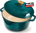 MUELLER HOME 7.5 QT Enameled Cast Iron Dutch Oven, Heavy-Duty Casserole Dish and Braiser Pan with Lid and Stainless Knob, Oven-Safe up to 500° F & Across All Cooktops, Emerald