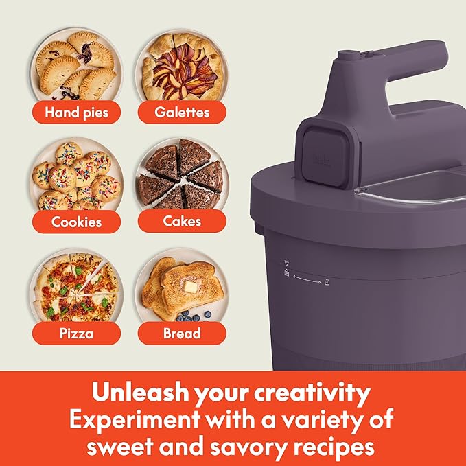 bella 3.5 Qt Hand & Stand Mixer, 2 in 1 Electric Mixer with Bowl, Dough Hook, Whisk & Egg Beater, Multifunctional Handheld Mixer for Baking, 200 Watt, Plum