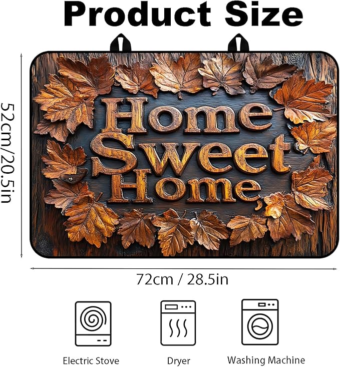 Stove Top Cover for Electric Stove, Vintage Farmhouse Style Glass Cooktop Protector, Multi-functional Kitchen Counter & Washer Top Cover