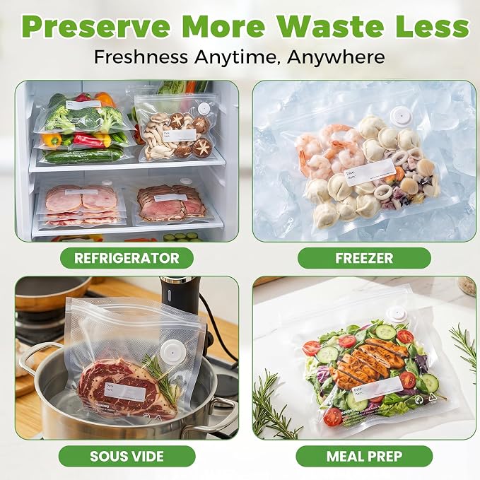 Handheld Vacuum Sealer Portable, Compact Vacuum Sealer for Food with 30 Reusable Bags - Food Saver for Sous Vide, Travel, Leftovers & Dry Foods, 6X Longer Freshness, One-Touch Operation