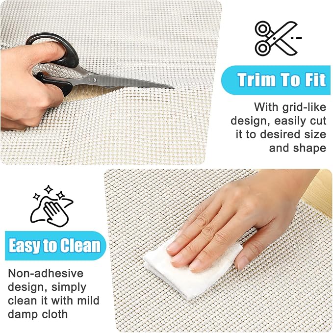 Songrey Non-Adhesive Drawer and Shelf Liner, Non Slip Cabinet Liners, Protect Kitchen Cupboard, Bathroom Drawers, Breathable, Thick Strong Grip mat (23.6IN x 20FT, Cream)