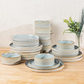 TheTerra Ceramic Dinnerware Sets for 8, 24 Pieces Porcelain Lightweight Plates and Bowls Sets, Scratch Resistant Dish Set, Oven & Microwave & Dishwasher Safe, Mist Blue
