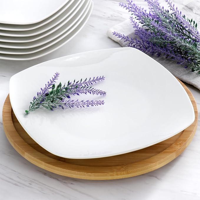 Elama Professional Kitchen 12 Piece Porcelain Dinnerware/Tableware Set (Square Dinner Plate White)