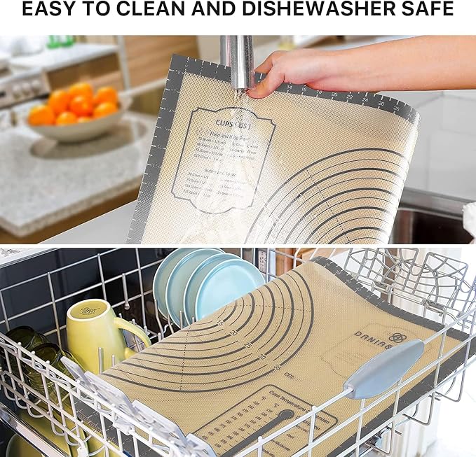 Baking Mat, 26" x 16" Large Silicone Non-slip Baking Pastry Mat with Measurement, Non Stick Silicone Mats for Kitchen Counter, Fondant Mat, Counter Mat, Dough Rolling Mat, Oven Liner, Pie Crust Mat