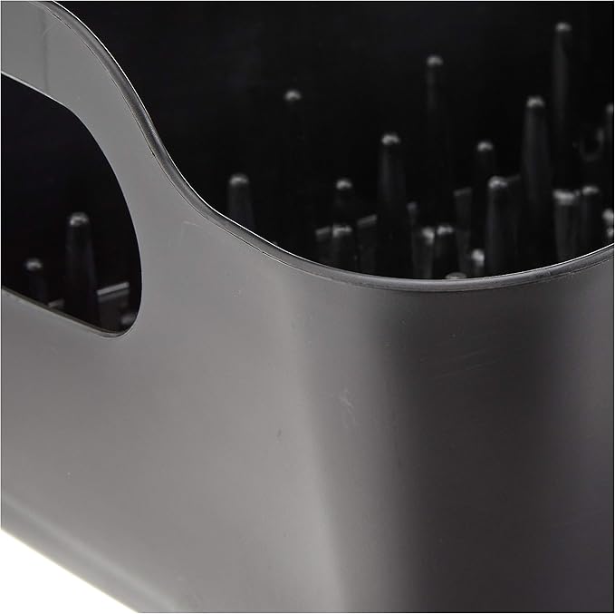 Umbra Tub Dish Drying Rack – Lightweight Self-Draining Dish Rack for Kitchen Sink and Counter at Home, RV or Motorhome, Smoke, Black (330590-582)