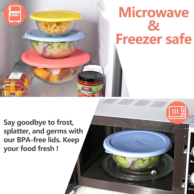 Silicone Replacement Lids for Pyrex Smart Essentials Prepware 325 Rimmed Glass Mixing Bowl, Food Grade Silicone, Sturdy & Durable Cover, Dishwasher & Microwave Safe - 1 Pack