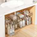 Vtopmart 4 Pack Higher Bathroom Organizer, 2 Tier White Under Sink Organizers Vanity Countertop Storage Container,Cabinet Drawers Bins, Pull-Out Organization with Track for Pantry, Kitchen