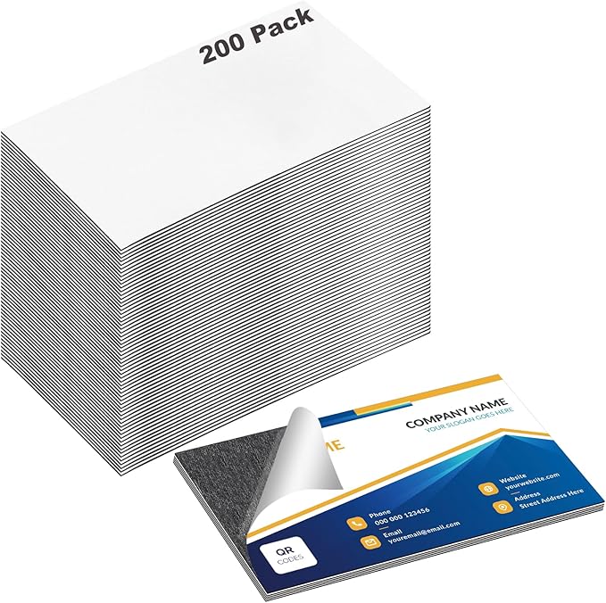 Magnetic Sheets with Adhesive Backing 2 x 3.5 Inch, 200 Packs Business Card Magnets Peel and Stick, Business Cards Customizable, Adhesive Magnetic Sheets, Custom Business Cards Personalized