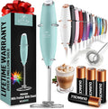 Zulay Kitchen Powerful Milk Frother Wand With 4 AA Duracell Batteries - Ultra Fast Handheld Drink Mixer - Electric Whisk Foam Maker for Coffee, Lattes, Cappuccino, Matcha & Creamer - Fresh Mint