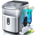 Antarctic Star Nugget Ice Maker Countertop, Chewable Nugget Ice Machine with One-Touch Operation, Self Cleaning, Fast Ice Making 34Lbs/24H, for Office/Home/Bar, Silver