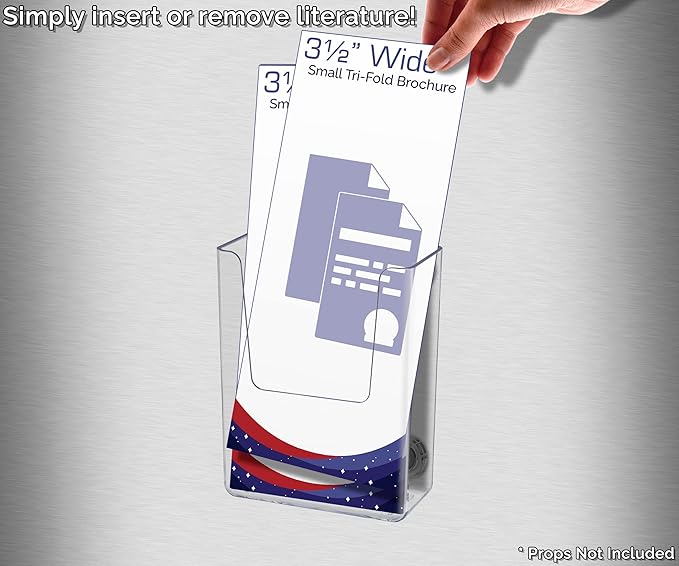 Marketing Holders 6 Pack Magnetic Vertical Business Card Pocket Holds 3.5 Inch Wide Clear Acrylic Sticker Index Cards or Brochure Holders Retail Shops Insurance Office or Realtor