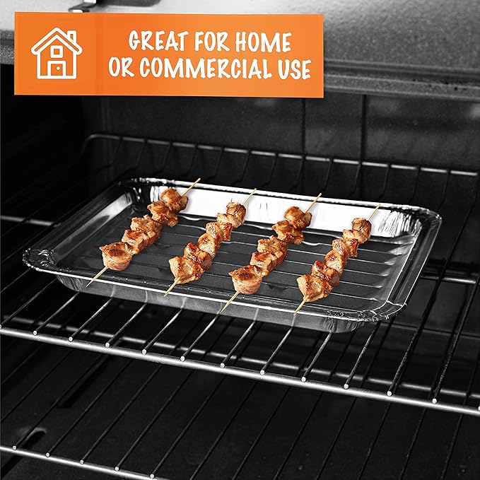 Plasticpro Aluminum Grill Pans, Broiler Pans, Grill Liners, Durable with Ribbed Bottom Surface for BBQ, Grill, Texture Disposable, (50)