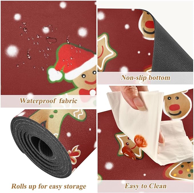 ALAZA Christmas Gingerbread Cookies Trivet Table Runner 40 Inches Long Trivet for Hot Pots and Pans/Hot Dishes,Table Protector Heat Up to 230F, Decorative Hot Plates Mat for Kitchen Countertop