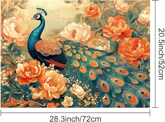 HOMETITUTE Stove Top Cover for Electric Stove 28x20 Inch Diatomite Dish Drying Mat Glass Top Burner Protector Kitchen Counter Mat Peacock Kitchen Decor Stove Pad Stove Top Mat