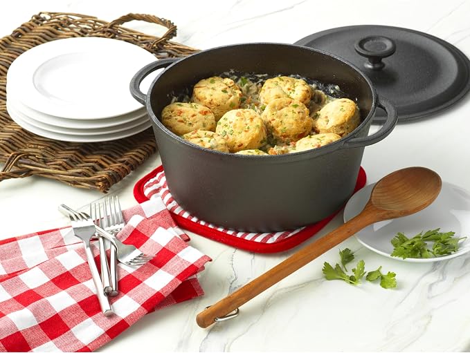 GoodCook Pre-Seasoned Cast Iron Dutch Oven, 5-Quart, Black