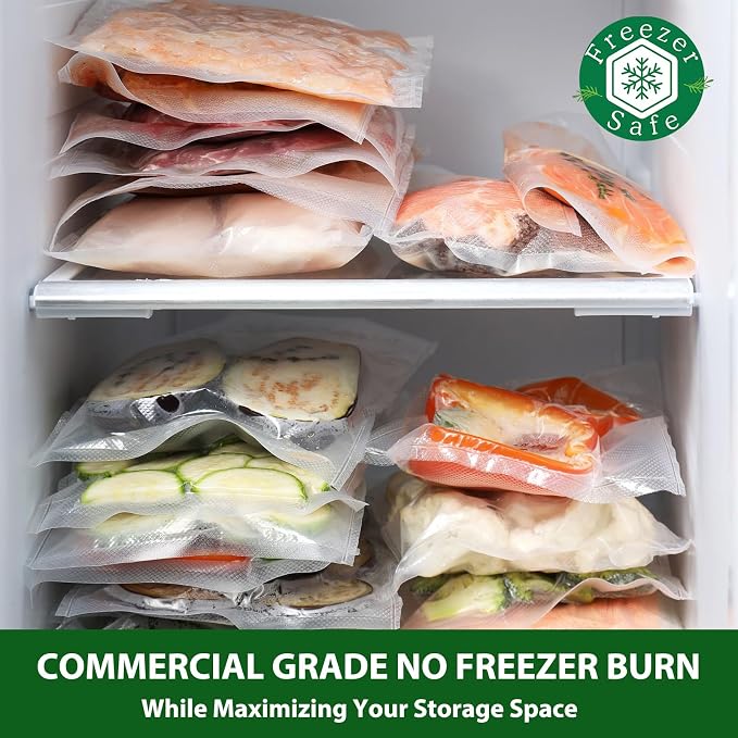 Vacuum Sealer Bags Rolls 6 Pack, 3 Rolls 11" x 20' &3 Rolls 8" x 20', BPA-Free Commercial Grade Food Storage Rolls, Compatible with Most Vacuum Sealer Machines for Meal Prep, Freezer Storage&Sous Vide