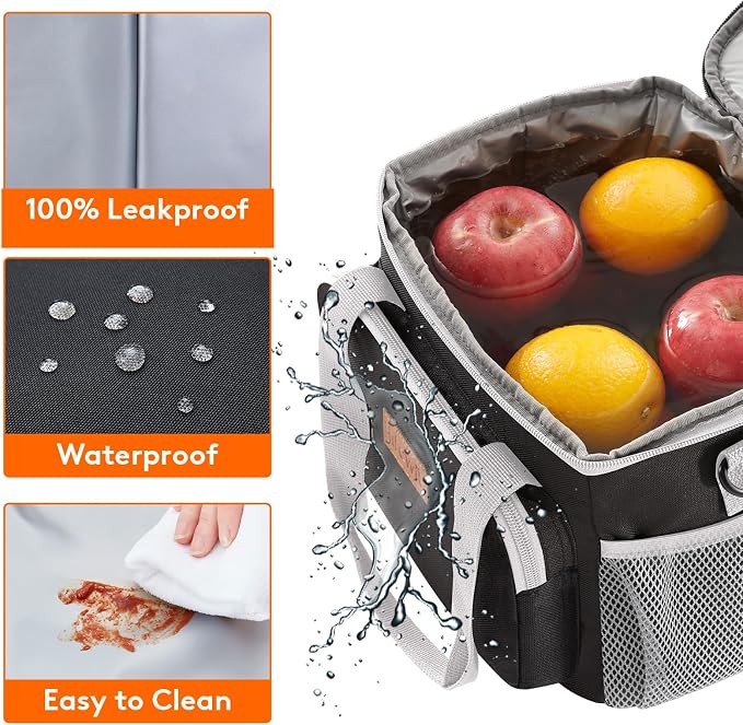 Lifewit Medium Lunch Bag, Insulated Lunch Box, Soft Cooler Cooling Tote for Adult Men Women, Gray and Black 12-Can (9L)