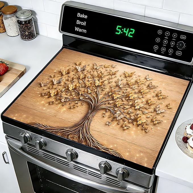 Stove Top Covers for Electric Stove: Heat Resistant Protector Glass Top Expands Counter Space, Stylish Kitchen Decor 28.5'' 20.5''