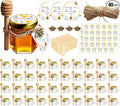 Adabocute Honey Pot, Mini Honey Jars with Wood Dipper, Gold Lid, Bee Pendants, Beige Gift Bags, Thanks for Beeing Here Tags, Ideal for Baby Showers & Wedding Favors, 40 Pack