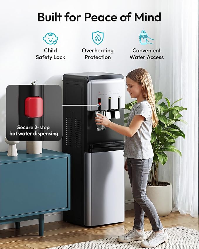 Euhomy Bottleless Water Cooler 3 Temperature Settings Hot Cold & Room WaterWater Dispenser