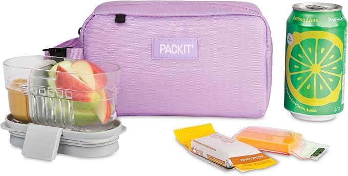 PackIt Freezable Small Insulated Snack Box, Lavender, with EcoFreeze Technology (Built-in Ice Pack), Mini Cooler or Small Lunch Bag, For Fresh Snacks On the Go, for Work, Gym, or Travel