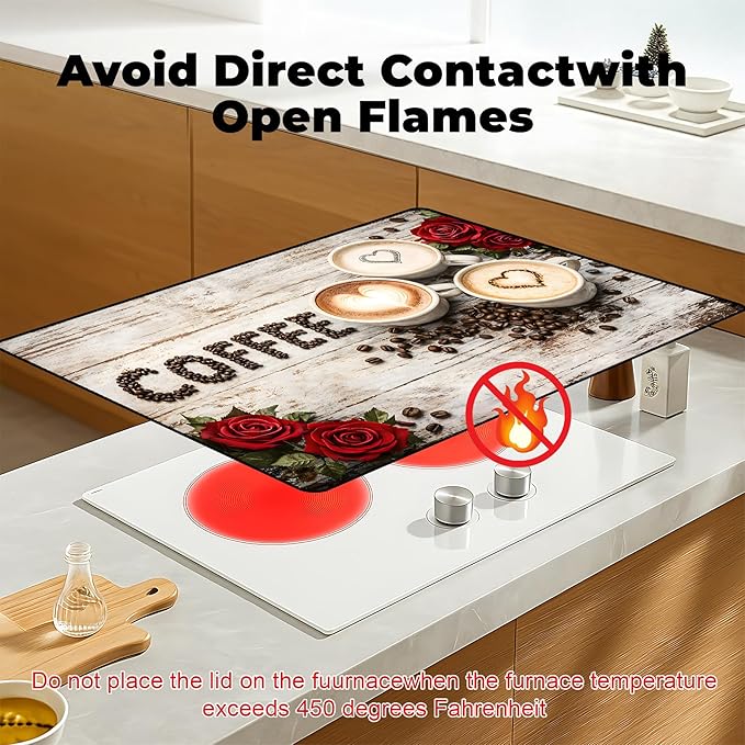 Stove Top Cover- Mat for Electric Stove Protector with Anti-Slip Rubber Coating Dish Drying Mats Scratch-Resistant (Cup, 28.5" x 20.5")