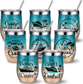 Sliner 8 Pcs Cruise Gifts Tumbler with Lid, 12oz Stainless Steel Cruise Mugs Insulated Cruising Ship Wine Glass Tumbler Travel Mugs for Women Men Weekend Trip Vacation Souvenir Gifts