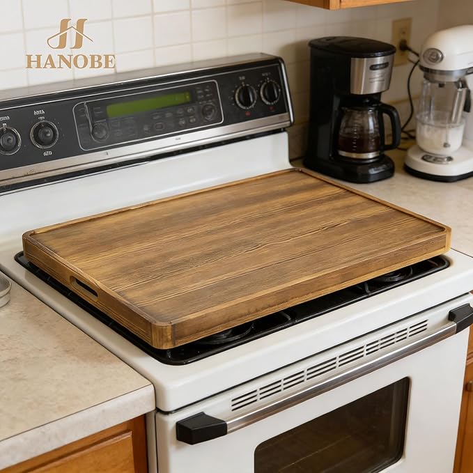 Hanobe Noodle Board Stove Cover: Wood Stove Top Boards with Handles for Electric Gas