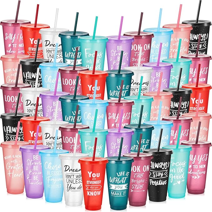 Uiifan 50 Pcs Inspirational Cups Bulk Appreciation Gifts for Employee Coworker Staff Team Thank You Gifts, Office Prizes for Adults Work Party Favors, Associates, Giveaways (Stylish Color)