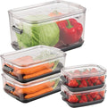 Progressive International Prepworks ProKeeper Food Fresh Produce Storage Container Set, 5- Piece, Clear Containers with Gray Sealed Tight Lids