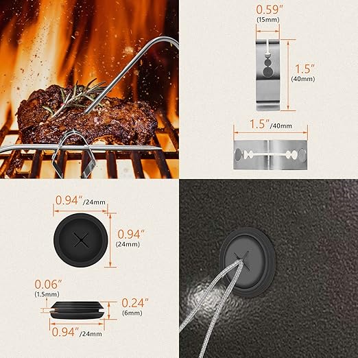 Upgraded 2-Pack Temp Meat Probe & Precision Control Fan Replacement Replacement for Char-Griller, with Probe Grommets and Probe Clip