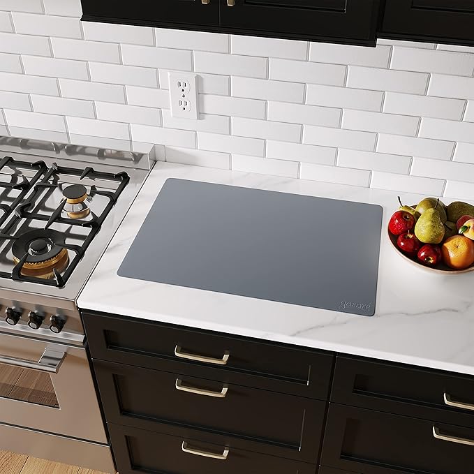 GASARÉ, Extra Large, Thick, Silicone Mat for Kitchen Counter, Heat Resistant Mat, Countertop Protector, Non-Slip, Easy to Clean, Cuttable, 25 x 17 Inches, Gray