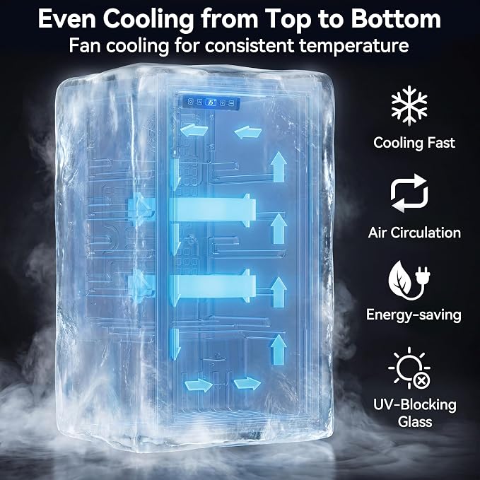 Tehanld Beverage Fridge, 130 Can Mini Fridge With Glass Door, Beverage Cooler Refrigerator, Wine Drink Beer Cooler, Adjustable Shelves & Digital Temperature Display