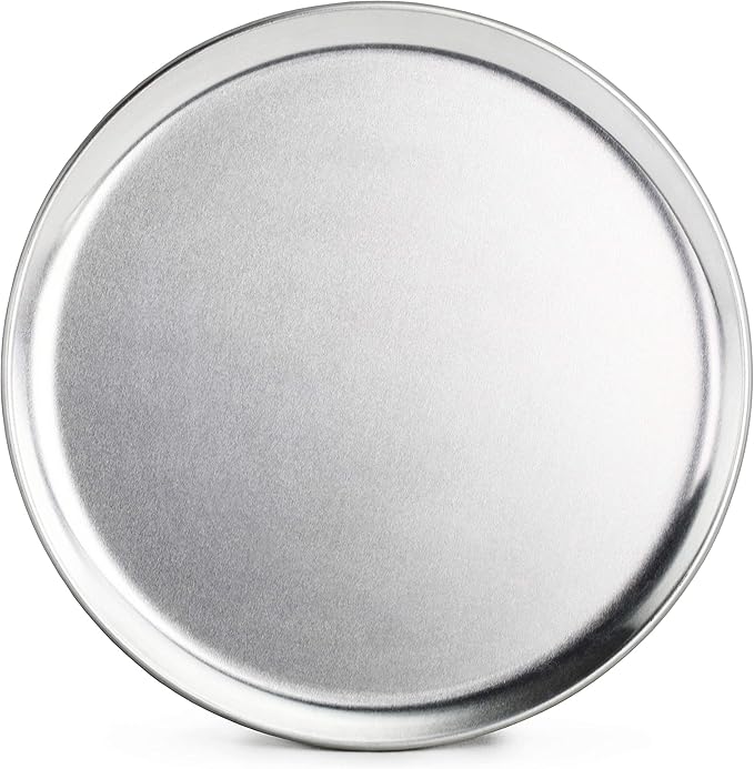 New Star Foodservice Restaurant-Grade Aluminum Pizza Pan, Baking Tray, Coupe Style, 10 Inch, Pack of 6