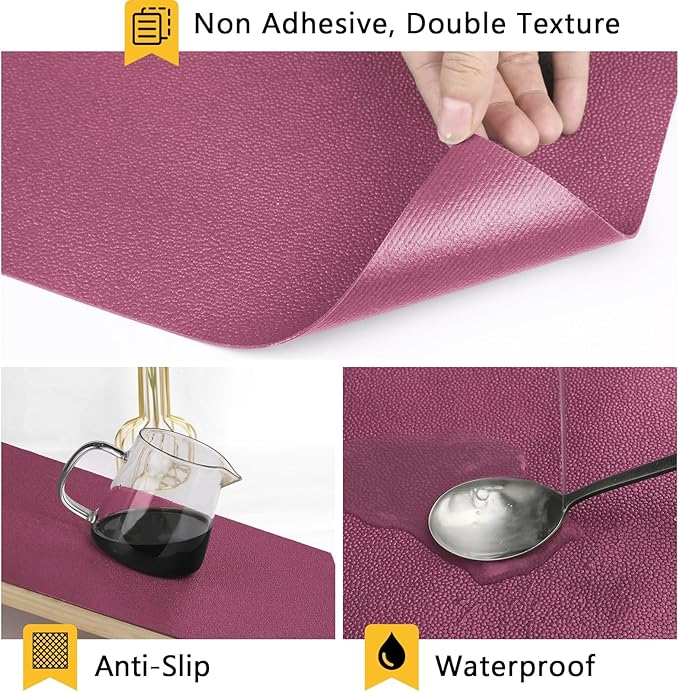 WochiTV Shelf Liner for Cabinets, Drawer Non Adhesive Non Slip Foam Mat for Kitchen, Pantry, Bathroom, Cupboard, Garage, Closet, Shelves, Drawer, Tool Box, Fuchsia 23.6 x 354 inches