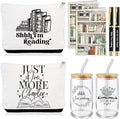 8 Pcs Books Club Gifts Book Lovers Gifts for Women Blind Date with a Read Include 16 oz Glass Cup Canvas Makeup Bag Ballpoint Pen Card for Librarian Reader Bookish Teacher