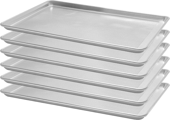 BIEAMA 6 Pack Full Size 18" x 26" Aluminum Baking Sheet Pan Perforated, Commercial Bakery Equipment Cookie Sheets, NSF Approved Baking Tray | Aluminum Commercial Bakery Equipment Cookie Sheets, NSF Approved Baking Tray