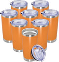 20 oz Tumbler Coffee Travel Tumblers Bulk with Lid Stainless Steel Double Wall Vacuum Insulated Mug Powder Coated Cups fit Car Cupholder for Hot and Cold - Orange, 8Pack