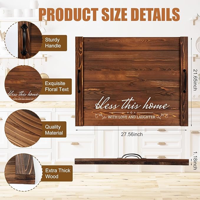 Patelai Noodle Board Stove Wooden Cover Stove Top Cutting Board with Handles 27.5 X 21.6 Inches Sink Cover for Electric Gas Burners Kitchen Counter Space(Blessing Style)