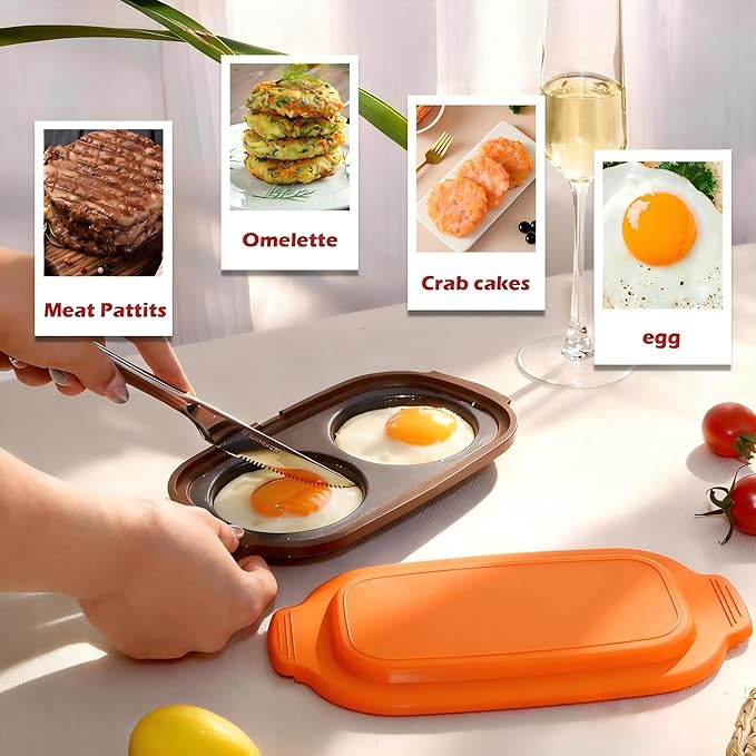 Microwave Egg Cooker, Microwave Egg Poacher | Cooker & Fryer for Breakfast Sandwiches | Maker for 2 Eggs | Dishwasher-Safe & BPA-free, Save Time,Portable for Home,Travel,Gifts (Orange)